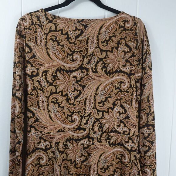 Ralph Lauren Womens Brown Paisley Shift Dress Size 12 - Picture 13 of 16